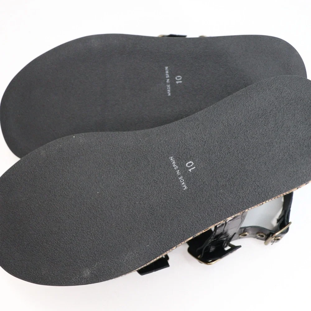 NIB Free People Amor Black/ Gold Flatform Women’s Sandals with Buckle Size 10 - Picture 11 of 16